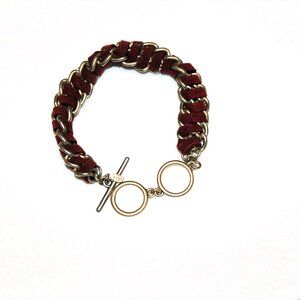 Premier Designs 'Cranberry' Links & Red Suede Cord Bracelet